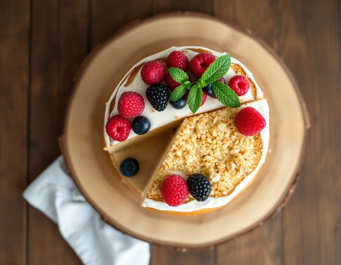 Sliced layered cake revealing delicious fillings